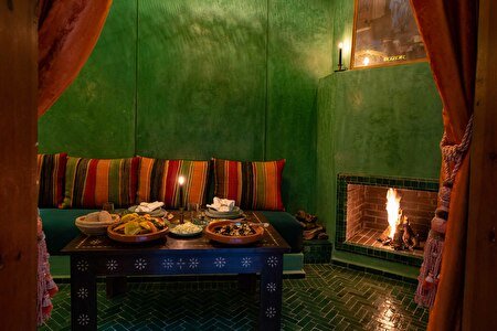 Riad Livia Restaurant with Fireplace