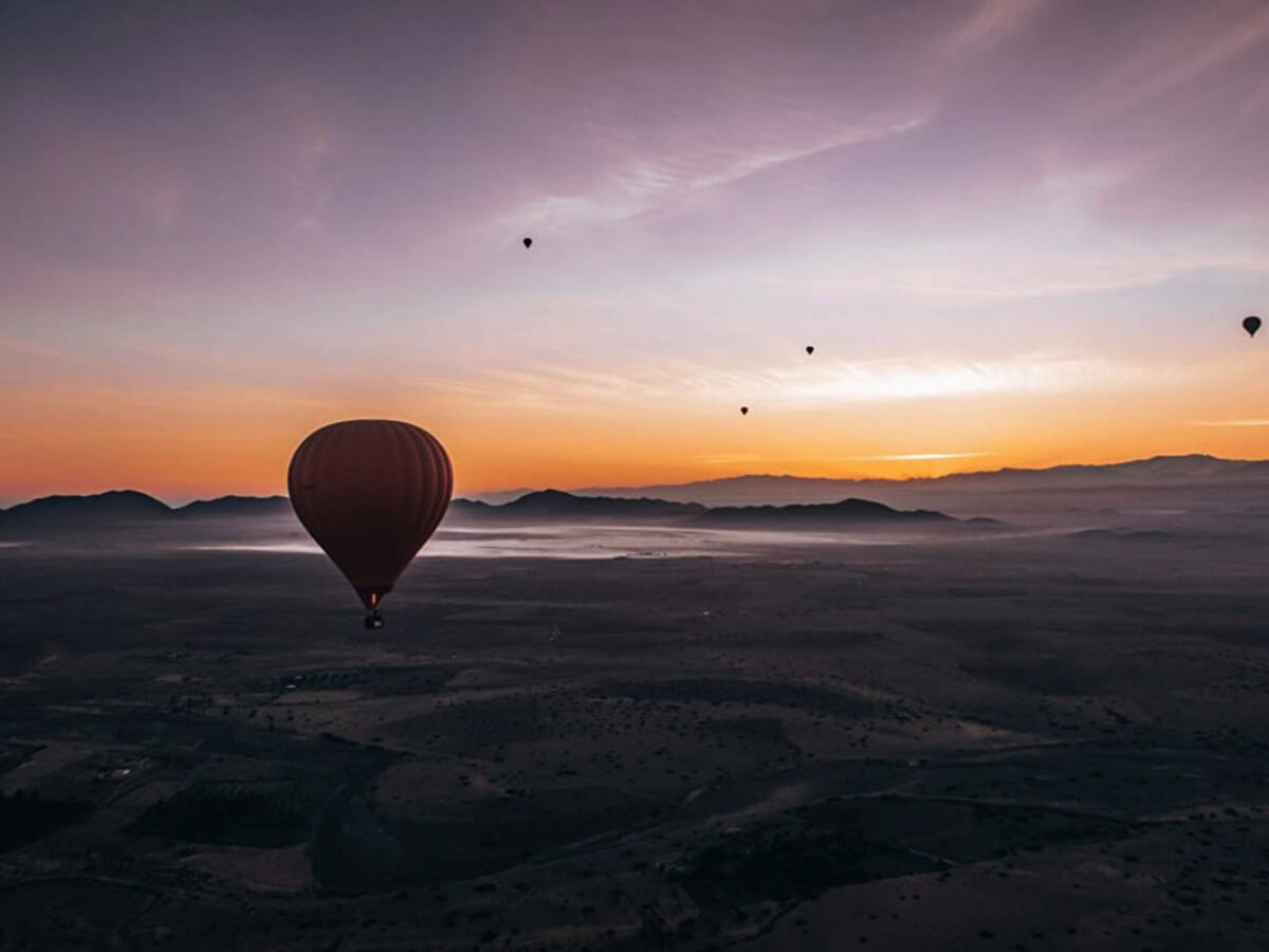 hot air balloon over marrakech